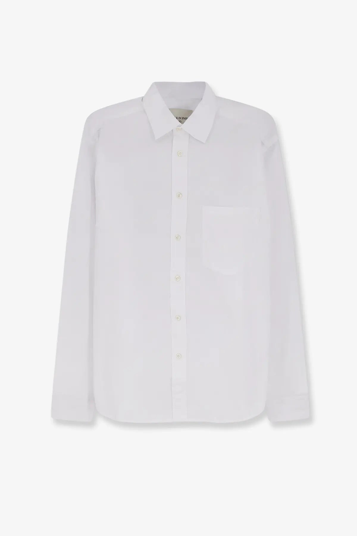 White button-down shirt with classic collar and single chest pocket made of cotton from walk in paris mens collection