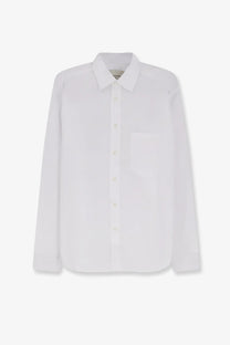 White button-down shirt with classic collar and single chest pocket made of cotton from walk in paris mens collection