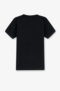 Black short-sleeved cotton t-shirt with crew neck from walk in Paris men’s collection