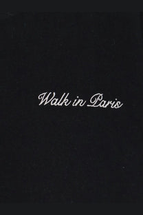 Black velvet notebook cover with walk in paris embroidered in white cursive thread for men’s cotton shirt product
