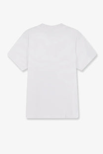 Walk in paris men’s white cotton t-shirt with simple minimalist design front view