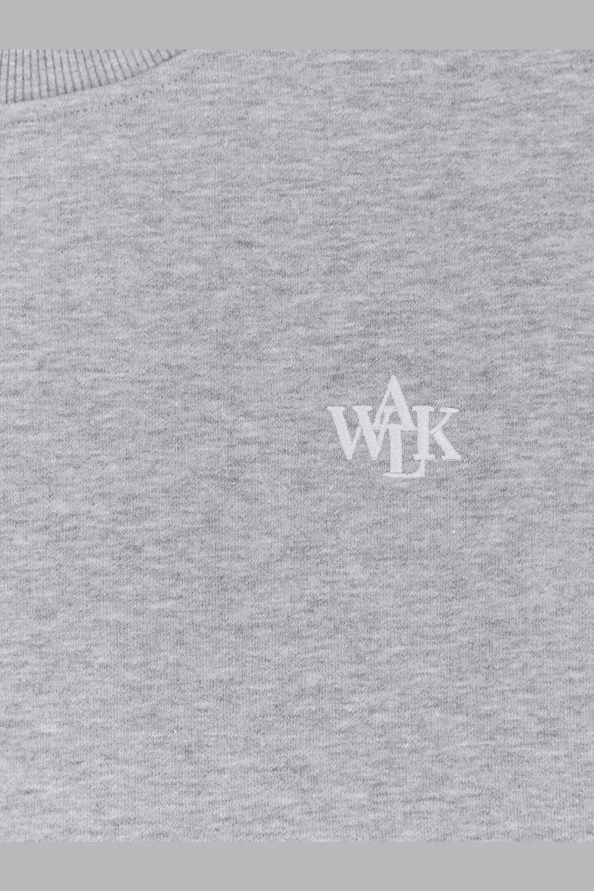Walk In Paris men’s grey cotton sweatshirt with a small white embroidered logo on the chest