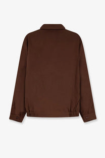 Brown walk in paris men’s heritage cotton utility jacket with classic collar and elastic cuffs