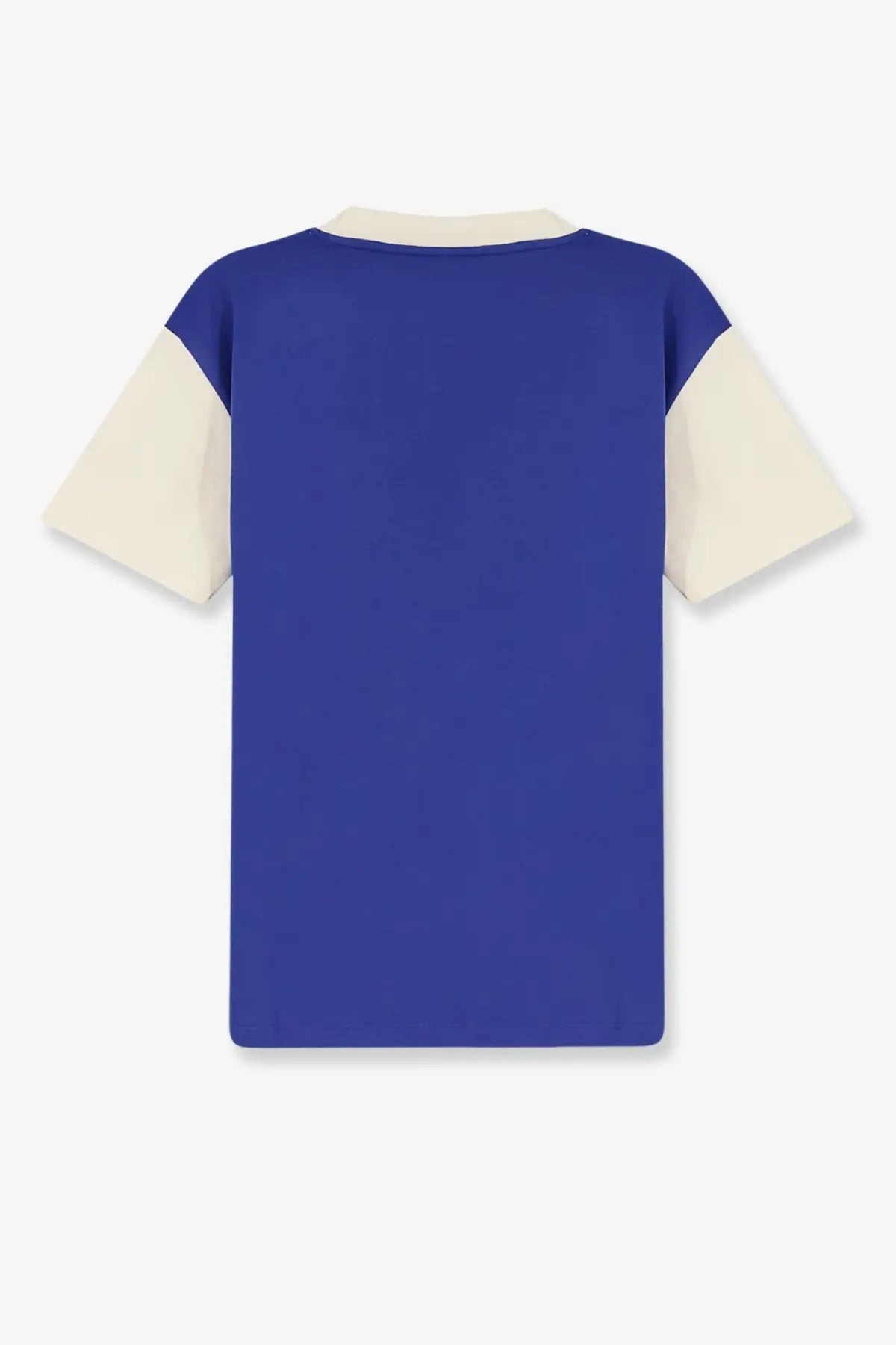 Walk in paris men’s odyssé cotton shirt blue short-sleeve with blue and cream colorblock and round neckline
