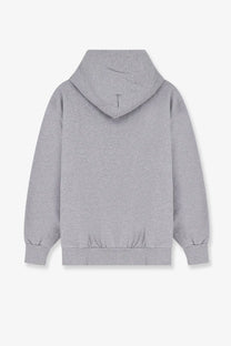 Walk in paris men’s timeless sweatshirt black in gray heathered cotton with ribbed cuffs and hem shown from the back