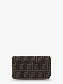Fendi Women's Wallet on Chain Tube FF Zucca Fabric Crossbody Bag Brown
