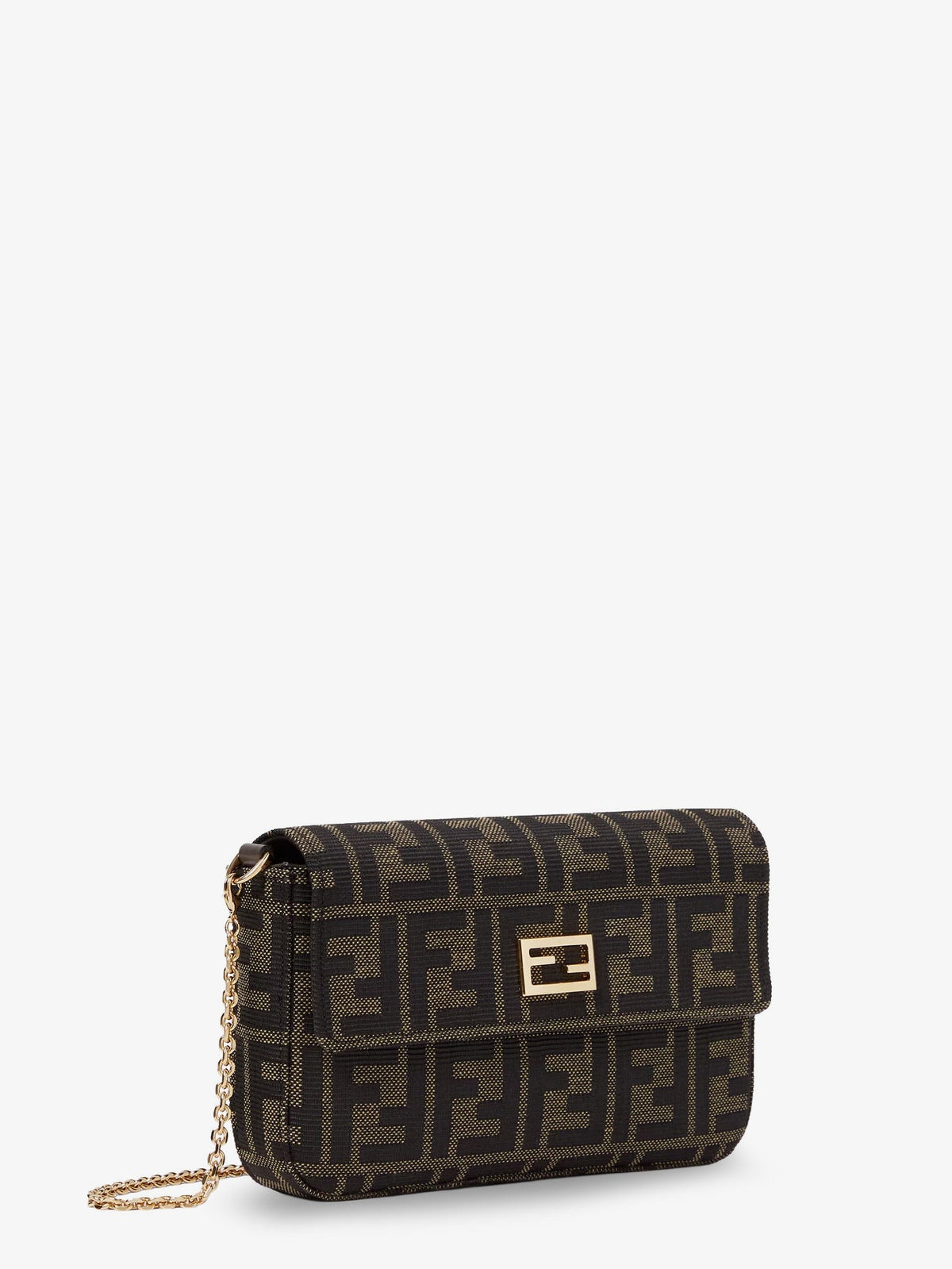 Fendi Women's Wallet on Chain Tube FF Zucca Fabric Crossbody Bag Brown