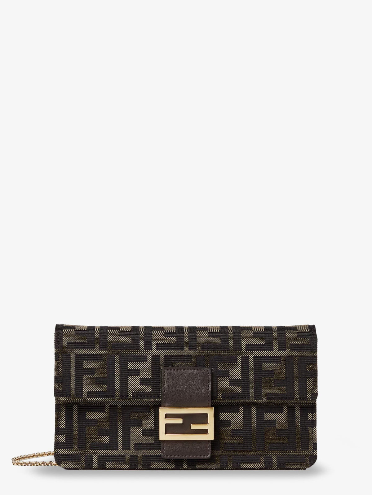 Fendi Women's Wallet on Chain Tube FF Zucca Fabric Crossbody Bag Black