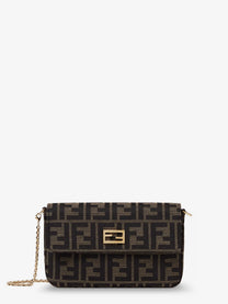 Fendi Women's Wallet on Chain Tube FF Zucca Fabric Crossbody Bag Brown