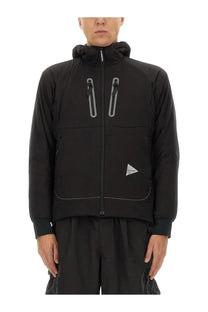 Men’s alpha air sweatshirt black hooded jacket with reflective zipper pulls and triangular logo patch front view