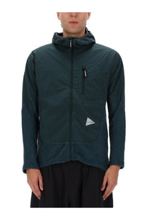 Men’s and wander alpha direct jacket green dark green hooded lightweight textured fabric with subtle branding
