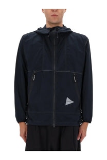 And wander men’s jacket partex blue black hooded jacket with sleek minimalist design and subtle white stitching