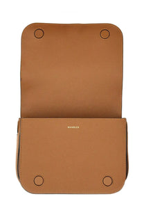 Wandler women’s medium oscar trunk bag in brown tan leather with minimalist design and subtle stitching details