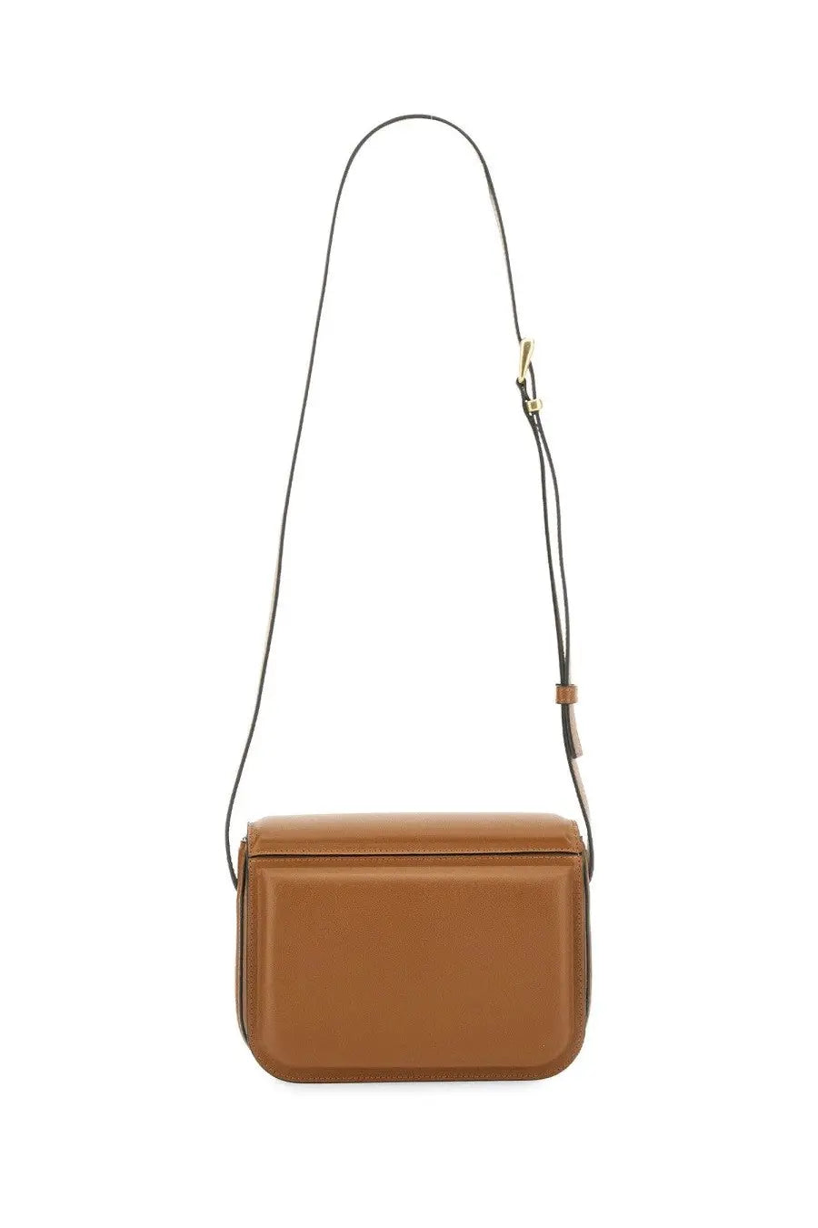 Wandler women’s medium oscar trunk bag brown tan leather crossbody bag with slender black strap and gold-tone hardware