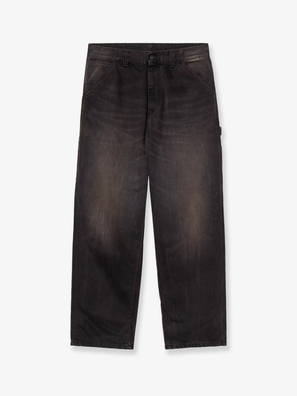 Carhartt Wip Men's Washed Out Black Denim Jeans Black