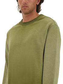 MSGM Men's Washed Out Jersey Sweatshirt Green, view 4