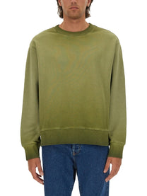 MSGM Men's Washed Out Jersey Sweatshirt Green