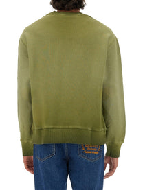 MSGM Men's Washed Out Jersey Sweatshirt Green, view 3