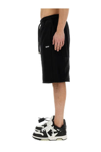 Off-white men’s bermuda black sweat shorts with drawstring waistband and subtle white off branding on the side