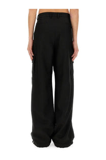 Off-White men’s black wide-leg cargo pants with sleek tailored fit and functional side pockets