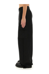 Off-white men’s cargo pants black with sleek wide-leg design and prominent side pockets made from durable fabric