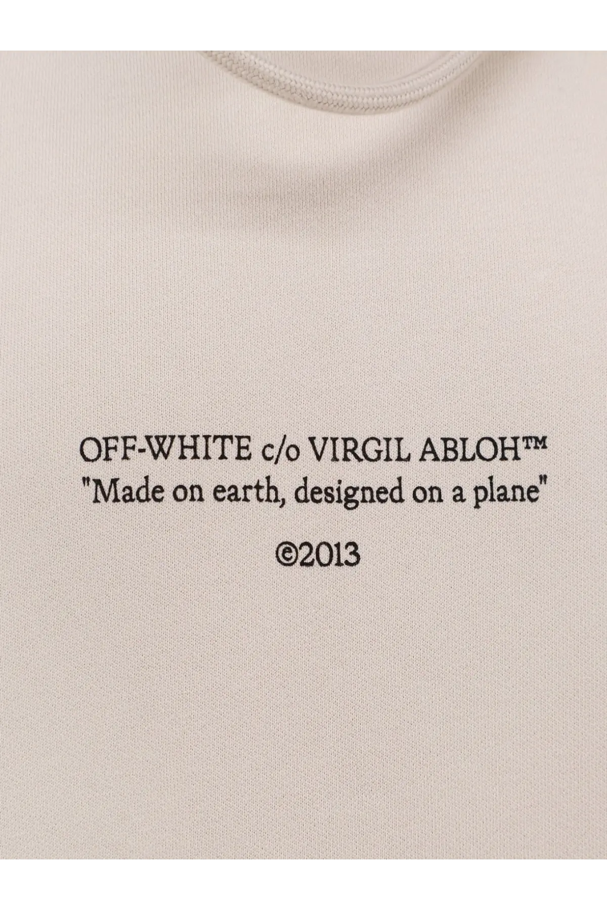 Beige off-white c/o Virgil Abloh cotton t-shirt with black embroidered branding and slogan from Off-White men’s collection