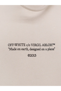 Beige off-white c/o Virgil Abloh cotton t-shirt with black embroidered branding and slogan from Off-White men’s collection