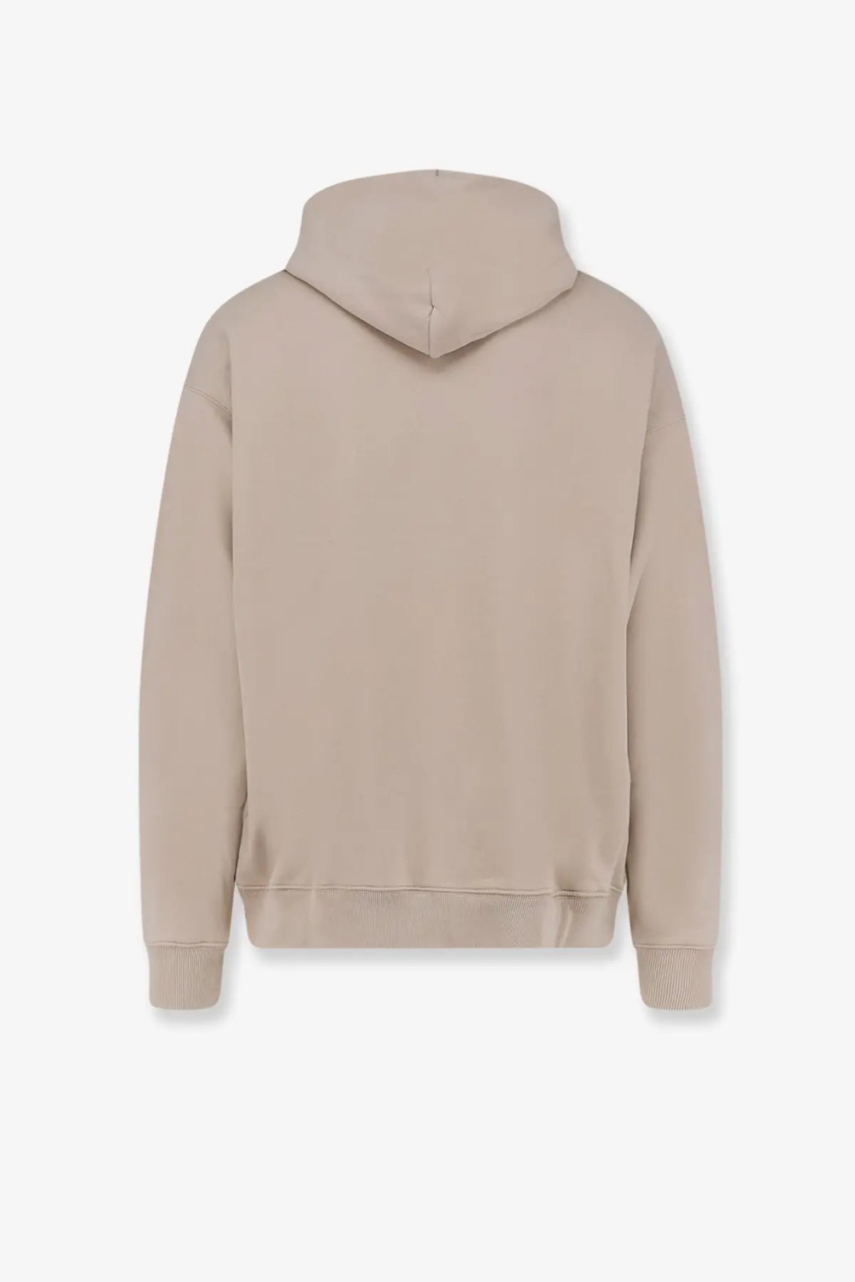 Beige Off-White men’s cotton sweatshirt with hood ribbed cuffs and hem for casual wear