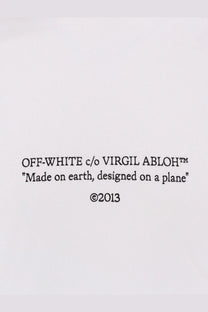 Off-white men’s cotton sweatshirt white with off-white c o virgil abloh label in black text on plain white background