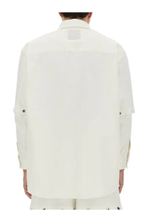 Off-white men’s jacket shirt white with a minimalist design and subtle metallic accents on the cuffs