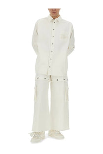 Off-white men’s jacket shirt white with a minimalist relaxed fit and subtle black buttons in lightweight fabric