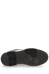 Black rubber sole with off-white branding and circular tread patterns on off-white men’s out of office sneaker beige