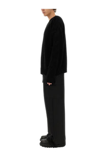 Off-white men’s oversize shirt black oversized knit sweater with long sleeves and relaxed fit in black
