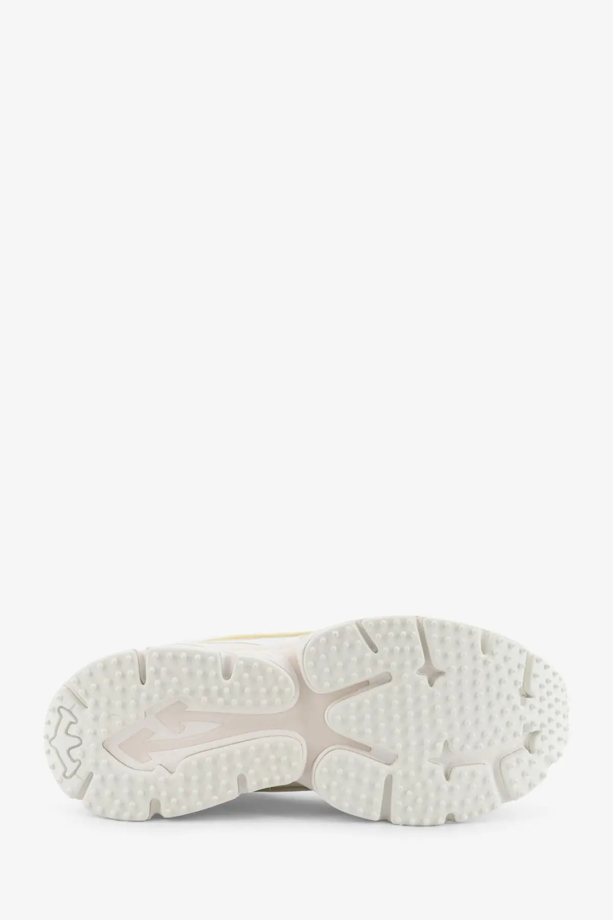 Off-white men’s ow be right back low top sneakers white with a white rubber sole textured chunky design and translucent accents