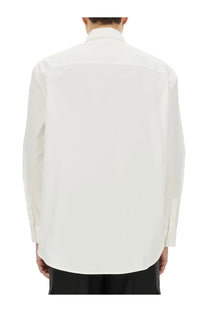 Off-white men’s white dress shirt with classic collar long sleeves and subtle seam detailing in crisp fabric