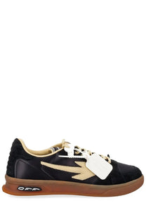 Off-white men’s sneaker end of play black in suede and leather with beige zigzag logo white tag and gum rubber sole