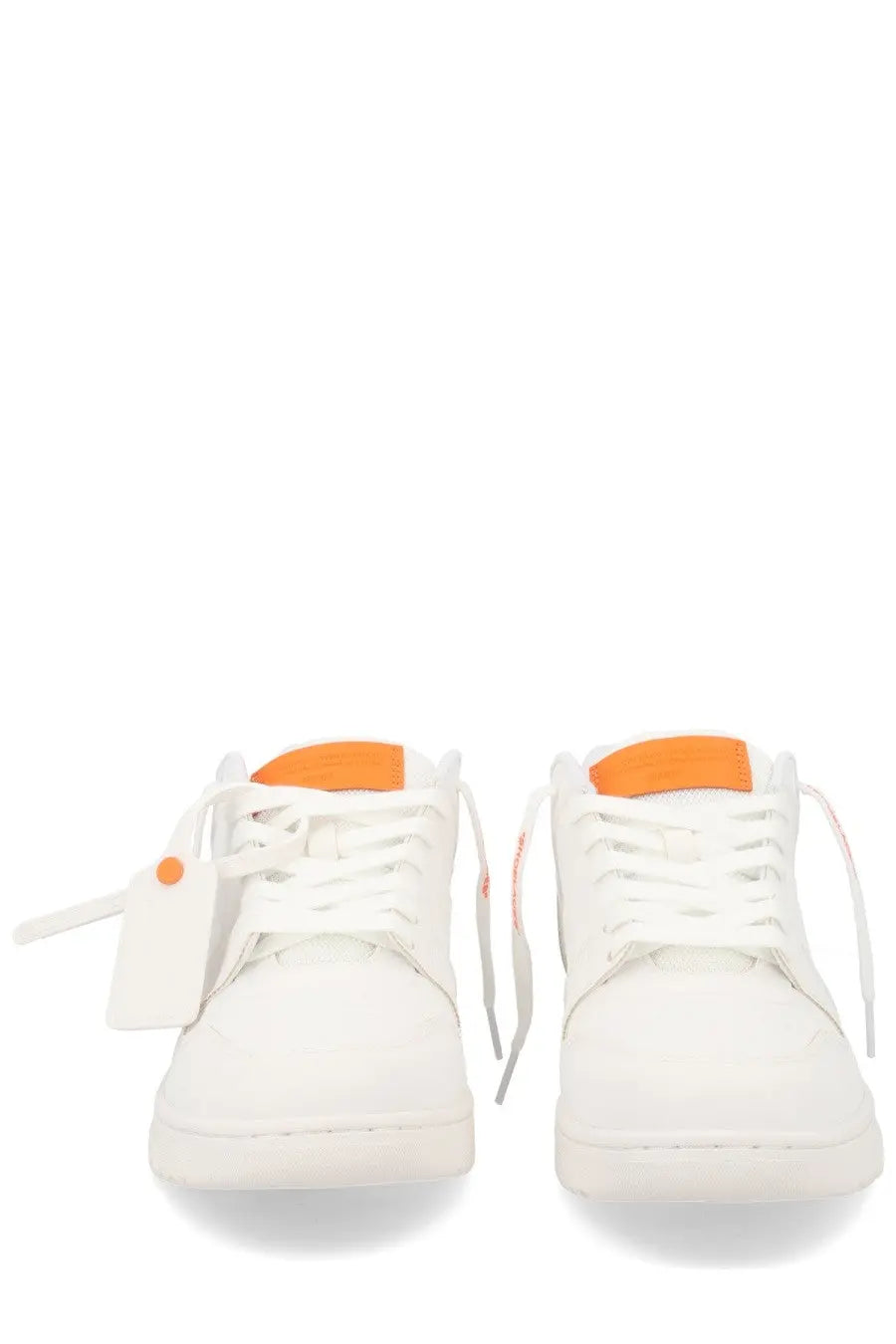 Off-white men’s sneaker out of office white with white high-top design orange accents and clean stitching