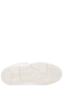 White off-white men’s sneaker sole with embossed branding and circular tread patterns from off-white out of office model