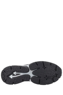 Black rubber sole with silver Off-White logo and textured grip pattern on Off-White men’s sneaker BE Right Back Black back side