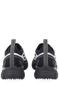 Off-white men’s sneaker be right back black with black and silver textured knit upper and chunky rubber soles