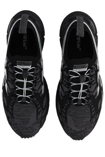 Off white men’s sneaker be right back black with textured black and white knit upper black laces and chunky rubber sole