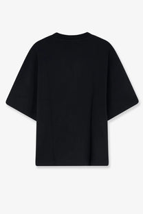 Off-White men’s black oversized cotton t-shirt with relaxed fit and short sleeves for casual wear