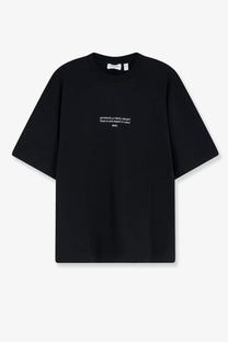 Off-White men’s black cotton t-shirt with white text and logo on the chest by Virgil Abloh