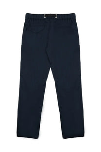 Dark navy blue cotton elastic waist trousers with sleek straight-leg cut and subtle stitching white sand men’s pantalone