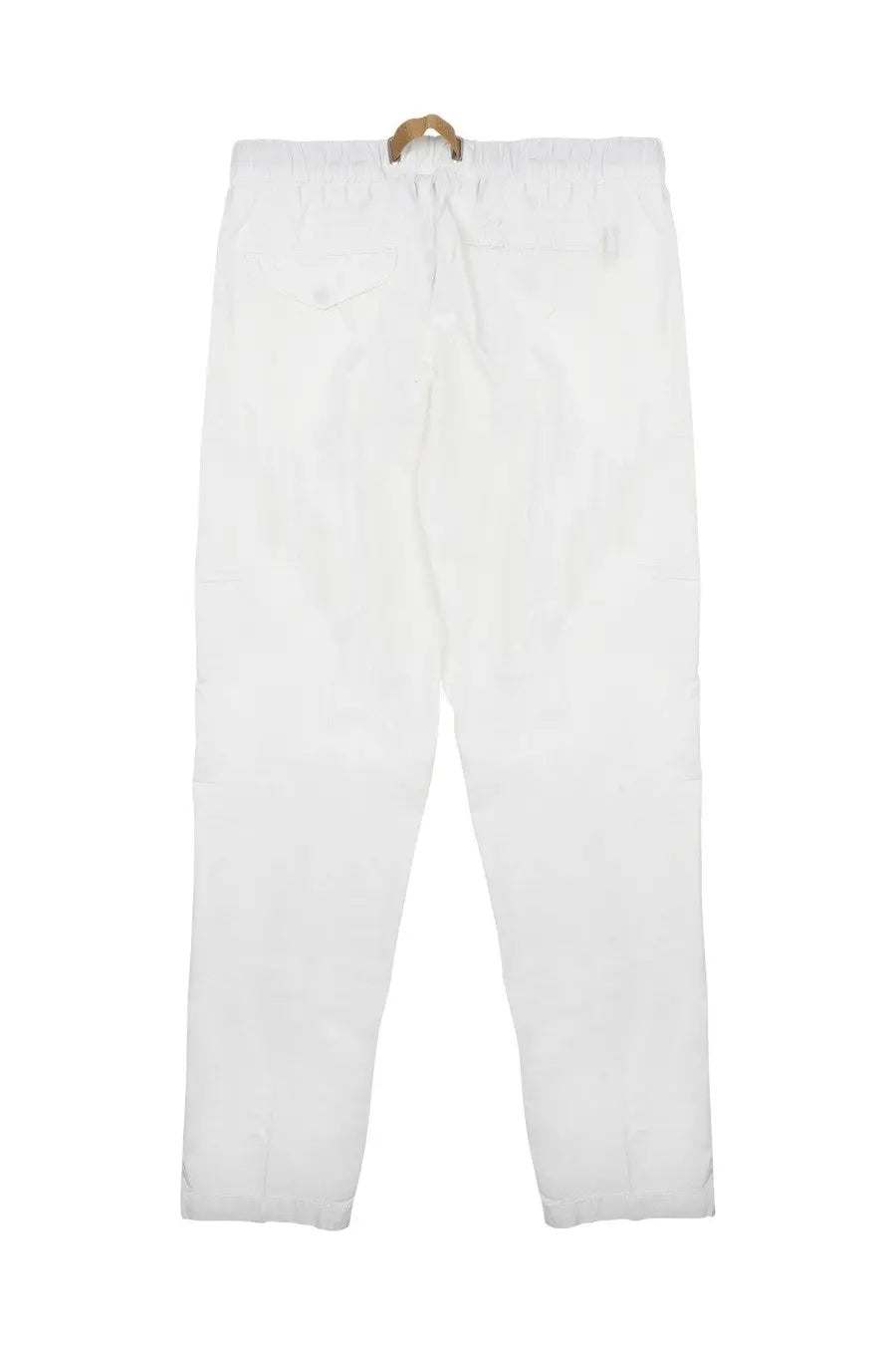 White sand men’s cotton pantalone in white with relaxed fit drawstring waist and subtle side pockets