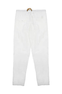 White sand men’s cotton pantalone in white with relaxed fit drawstring waist and subtle side pockets