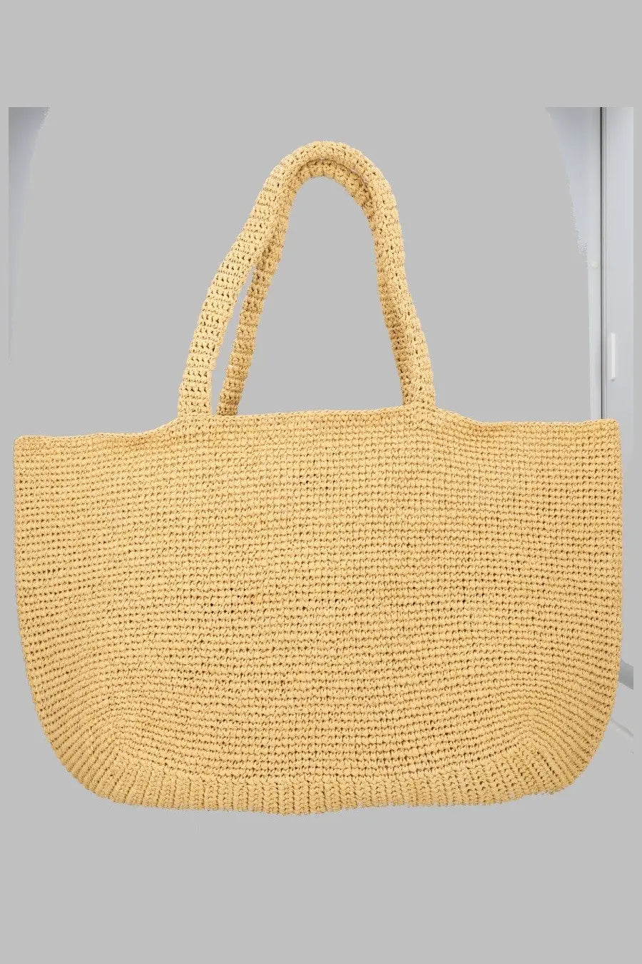 Off-White women’s Borsa tote jitney beige woven straw bag in soft yellow with sturdy handles and textured handcrafted design