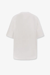 Off-white women’s cotton shirt white minimalist white cotton t-shirt with relaxed fit and short sleeves