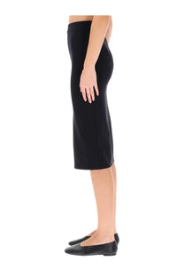 Off-White women’s black high-waisted midi skirt with sleek form-fitting silhouette and subtle side seam detailing