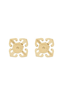 Off-white women’s orecchini arrow mini gold gold-tone metal earrings with geometric four-armed cross design back view
